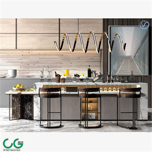 Modern kitchen multifunctional lounge bar 3d model